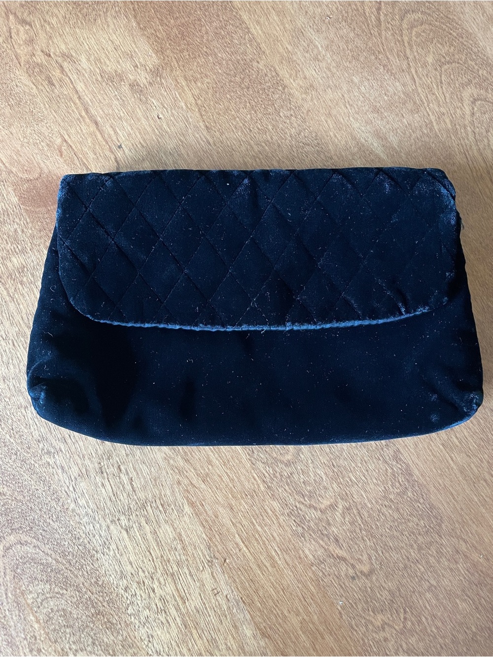 Vintage Black Quilted Velvet Clutch Bag
